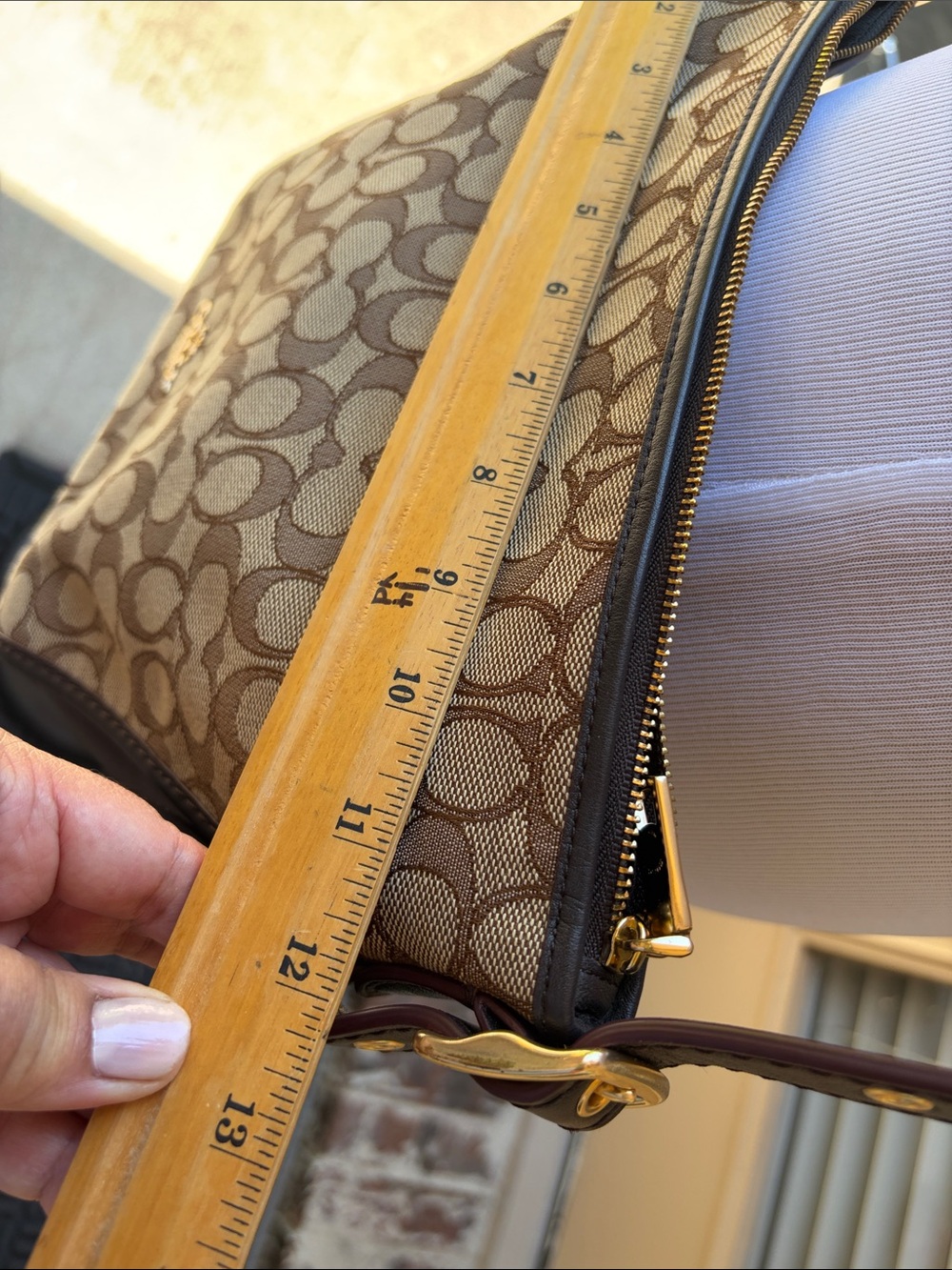 Coach Brown Signature Canvas Crossbody with Gold Dufflette - Picture 11 of 16